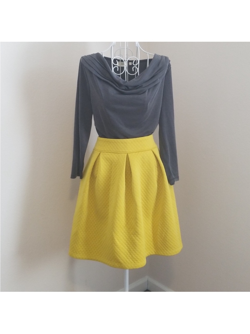 Anthropologie Yellow Midi A-Line Skirt